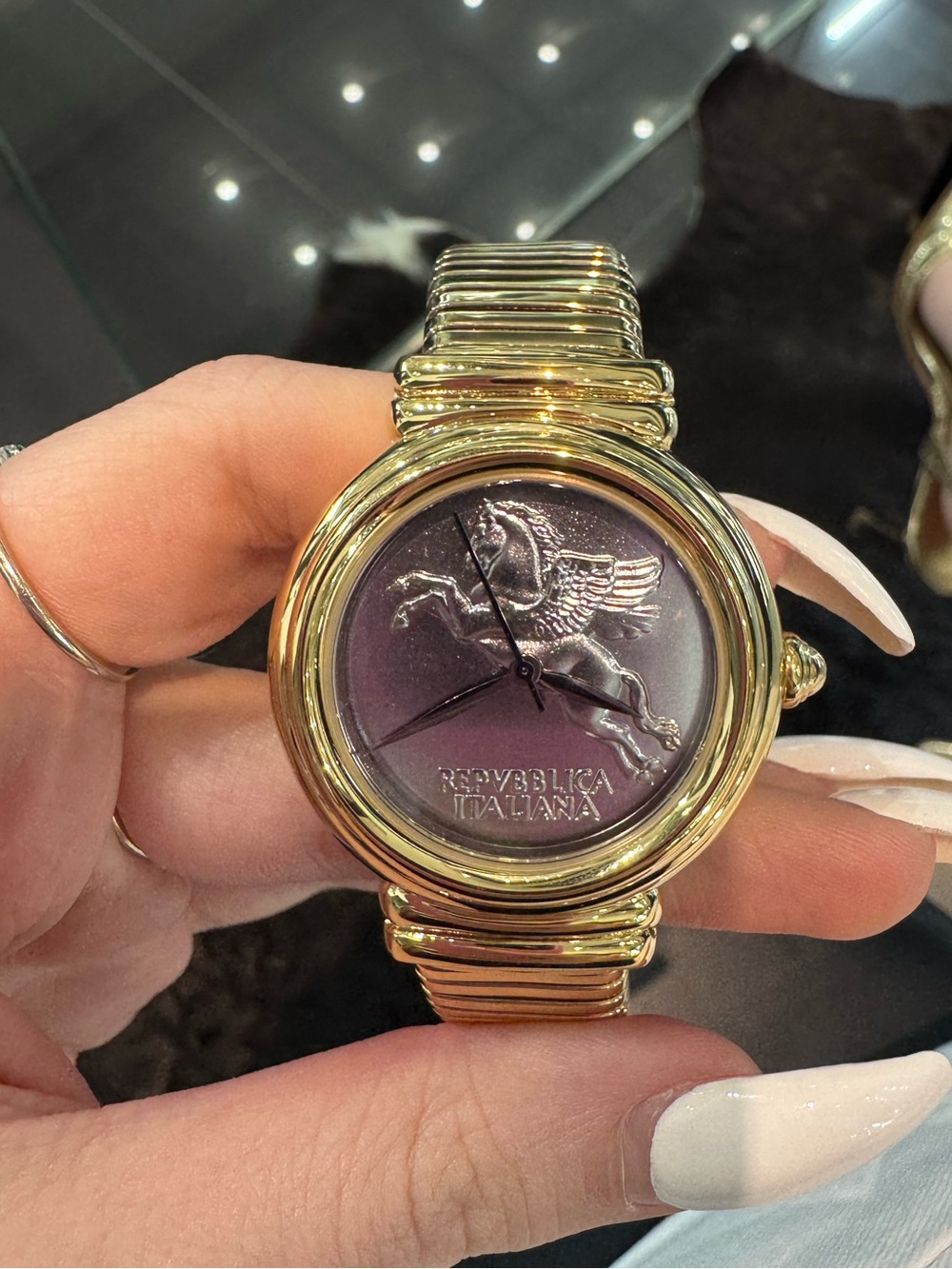 New Bellezza 10 Lira Coin Pegasus Tubogas Cuff Watch Silver-Tone dial